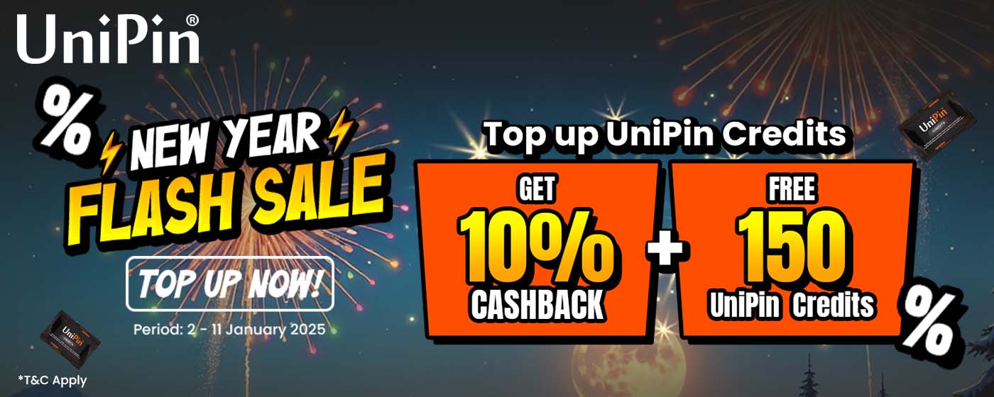 Celebrate the New Year with 10% Cashback & Stand a Chance to Win RM150 UniPin Credits! 🎉